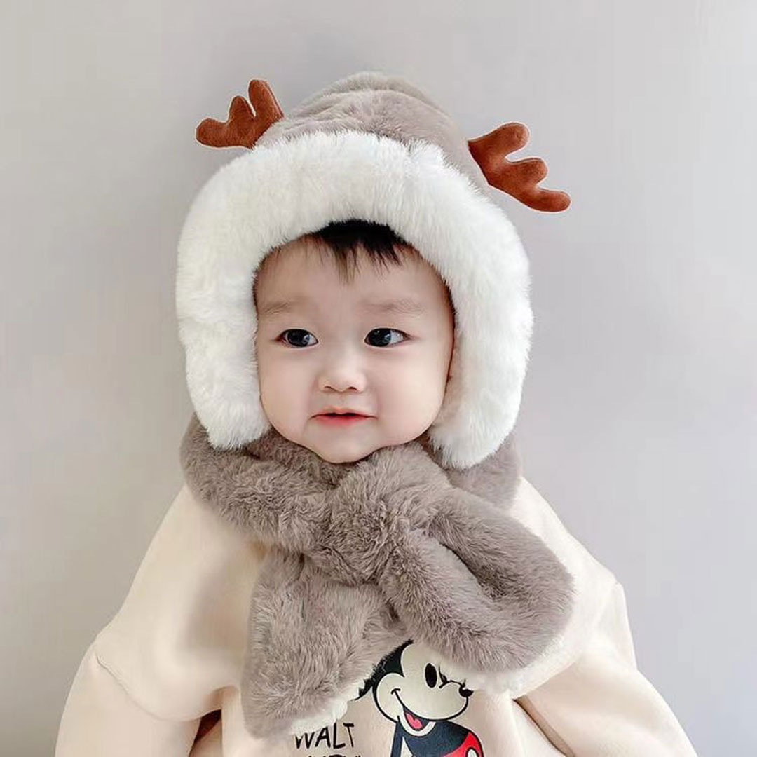 Baby Boy Antlers Winter Cap Brown