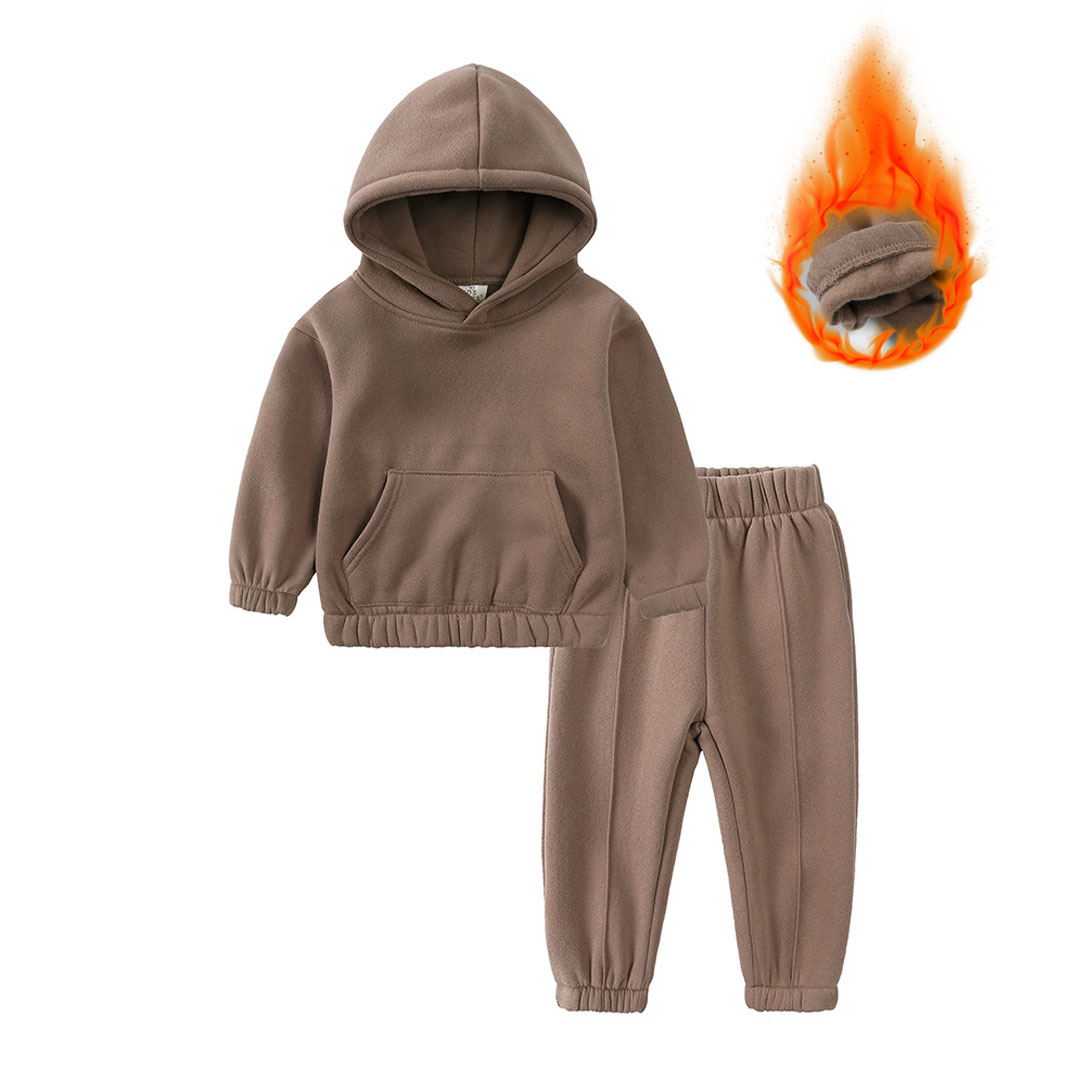 2 Pc Hoodie Set Baby Boys Brown