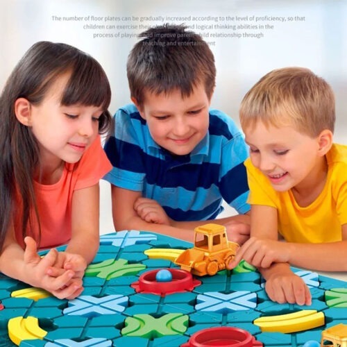 Kids Playing Logical Road Builder Game